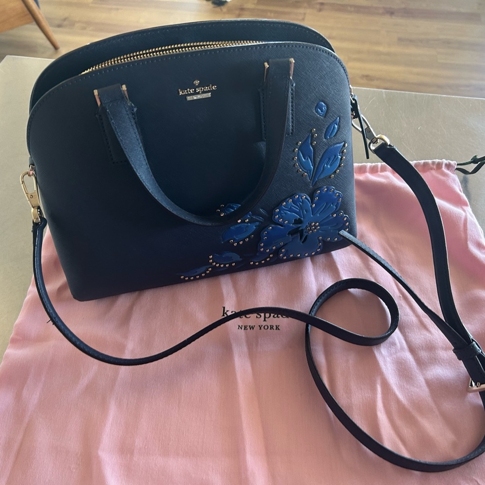 Kate spade Lottie in blazer blue with floral appliqué design